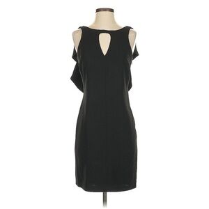 Rachel Roy Black Dress 6 Cocktail Cut Out Gold Zipper Evening Sleeveless Ruffles